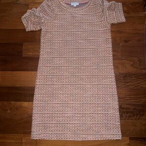 Pink and Cream Textured Knit Dress